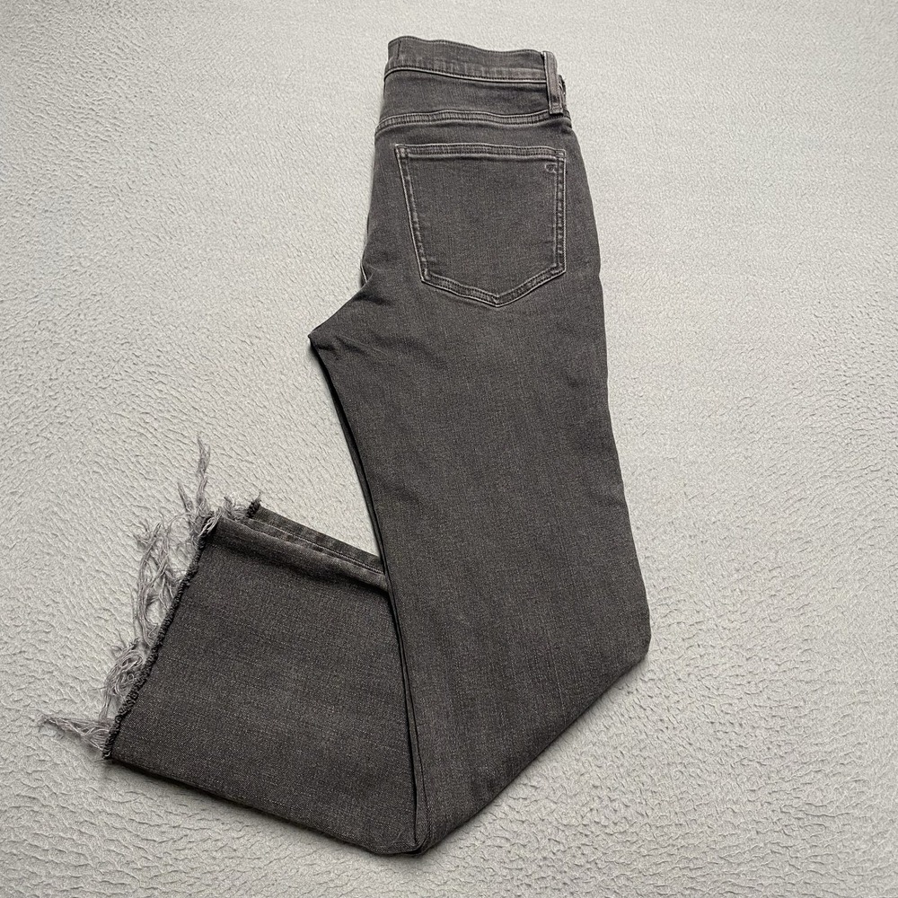 Madewell Jeans Womens 28 Charcoal Mid Rise Kick Out Flare Raw Hem Stretch Denim